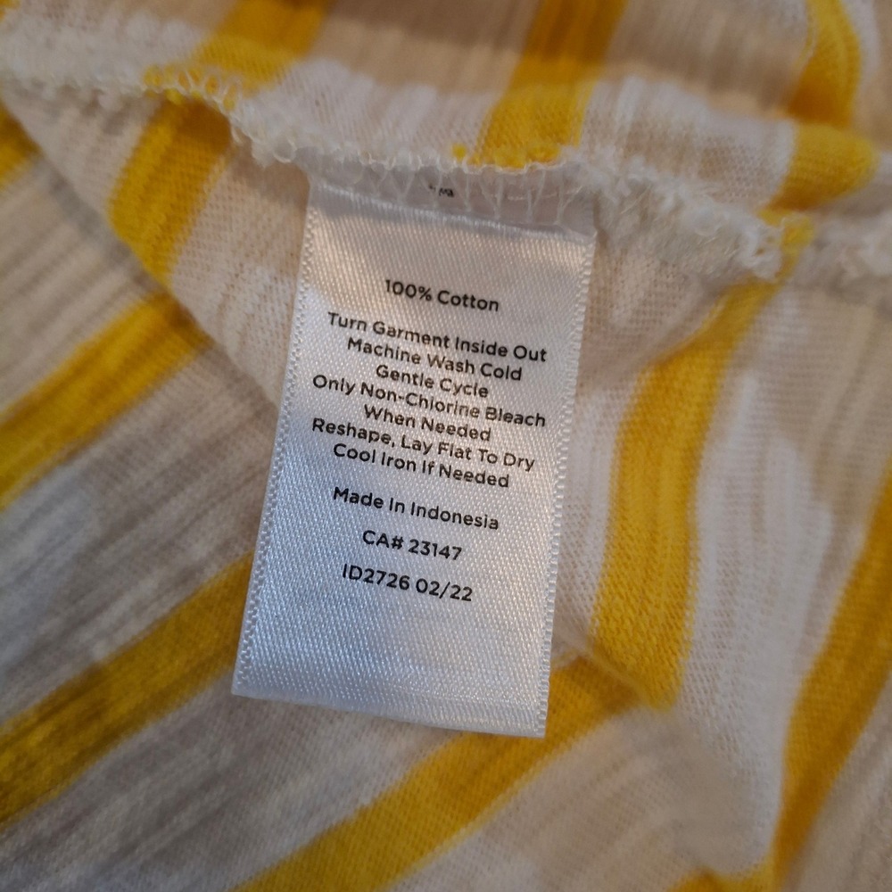 Talbots Womens Large Top Yellow White Striped Square Neck Lace Trim 3/4 Sleeve - Picture 5 of 6